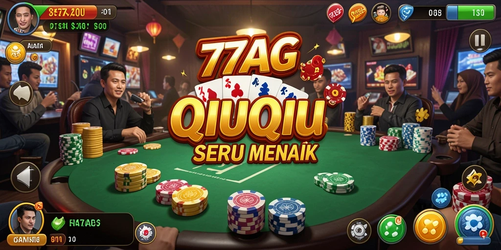 Tangkapan layar utama 77AG menunjukkan aksi seru dalam permainan QiuQiu.
