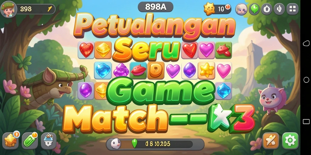 Tampilan gameplay seru di 898A dengan tantangan Match-3.
