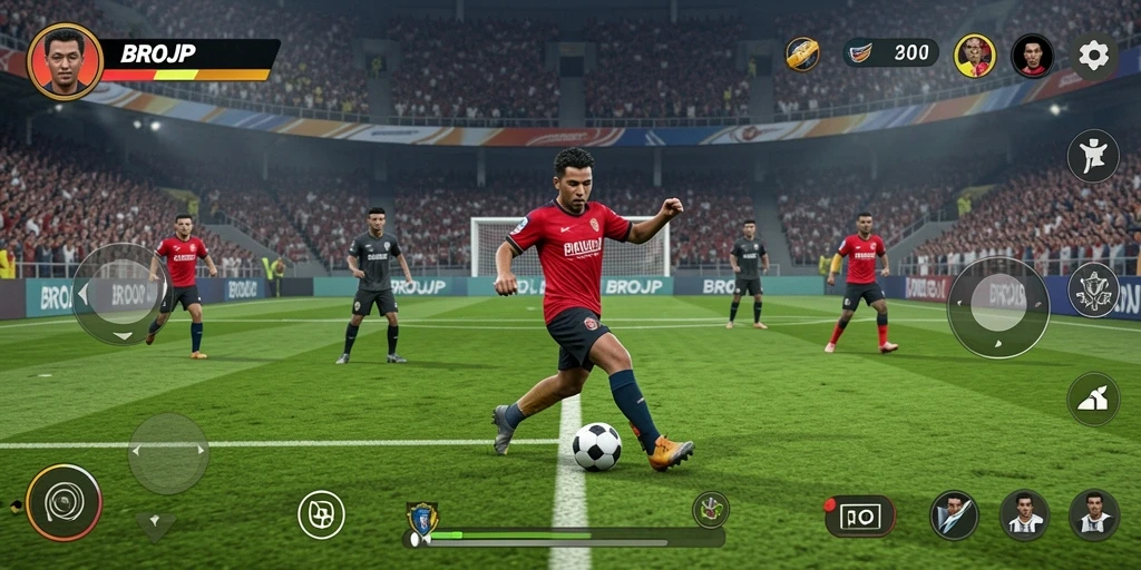 Tangkapan layar BROJP menunjukkan aksi seru di lapangan sepak bola.