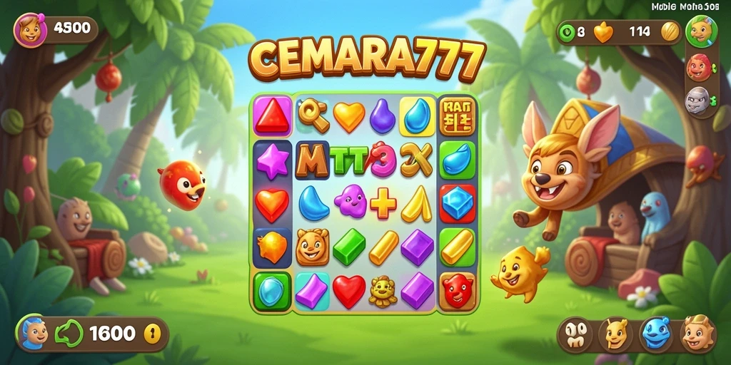 Screenshot gameplay CEMARA777 yang menunjukkan aksi Match-3 yang seru.