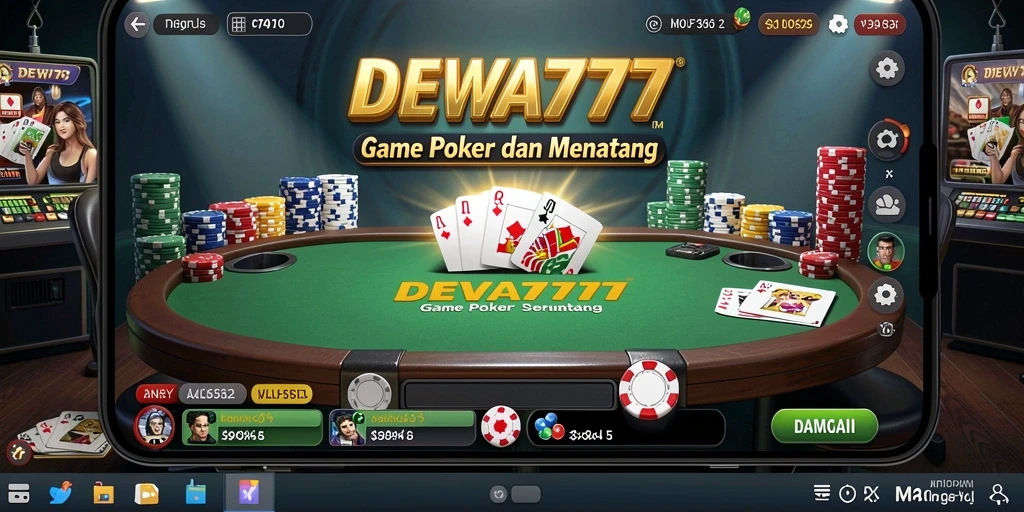 Tampilan utama DEWA777 menunjukkan suasana permainan Poker yang seru.