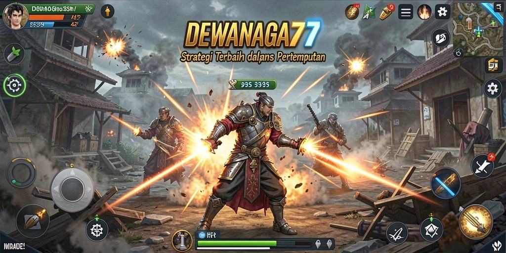 Tangkapan layar gameplay DEWANAGA77 menunjukkan pertarungan strategis yang intens.