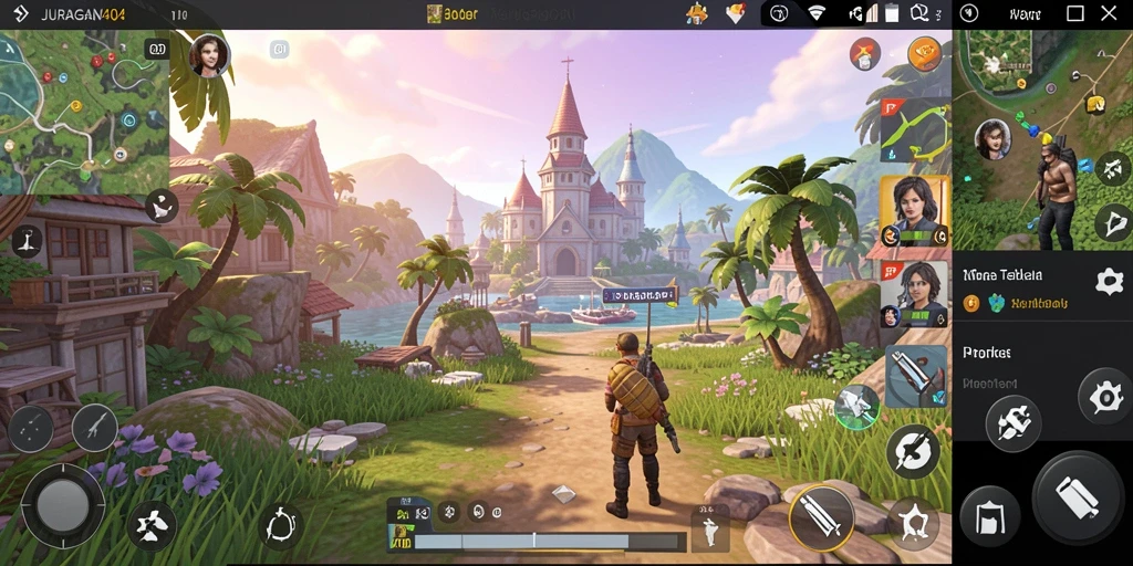 Menampilkan gameplay epik dari dunia terbuka JURAGAN404.