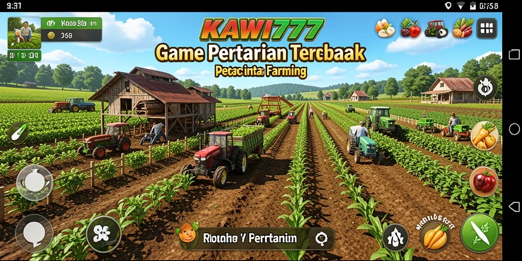 Tampilan gameplay KAWI777 dengan aktivitas bertani yang seru.