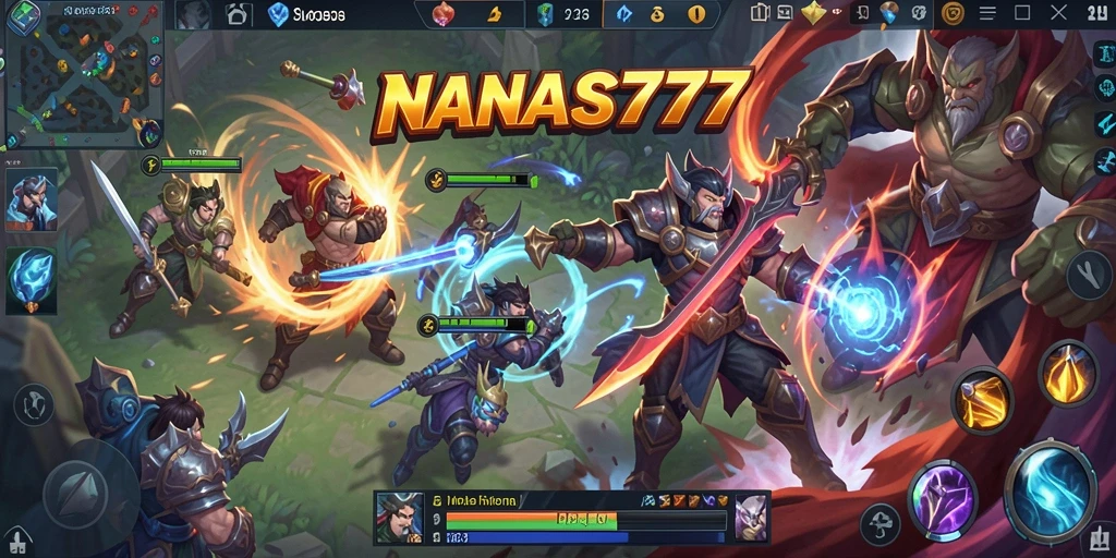 Screenshot NANAS777 menunjukkan pertarungan seru dan karakter yang menarik.