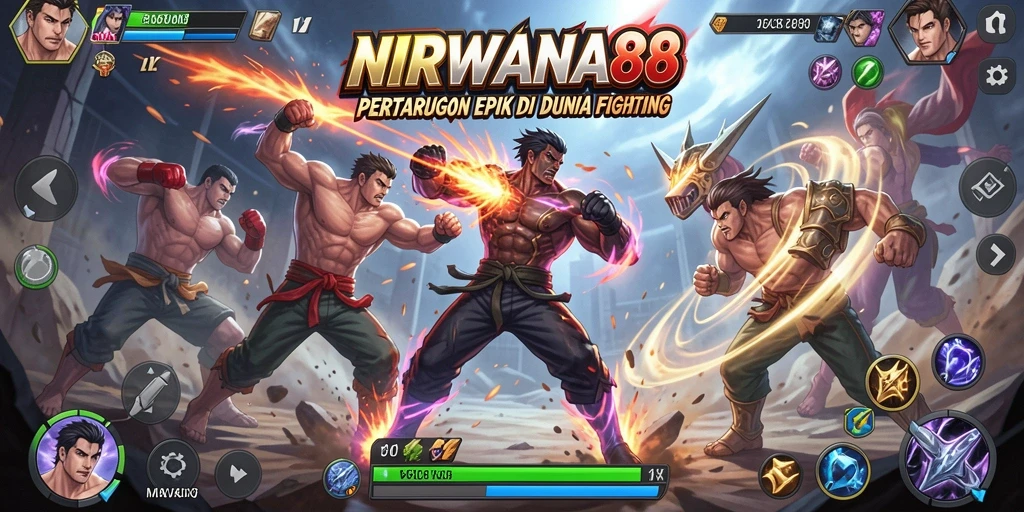 Screenshot NIRWANA88 menampilkan pertarungan intens antara dua karakter.