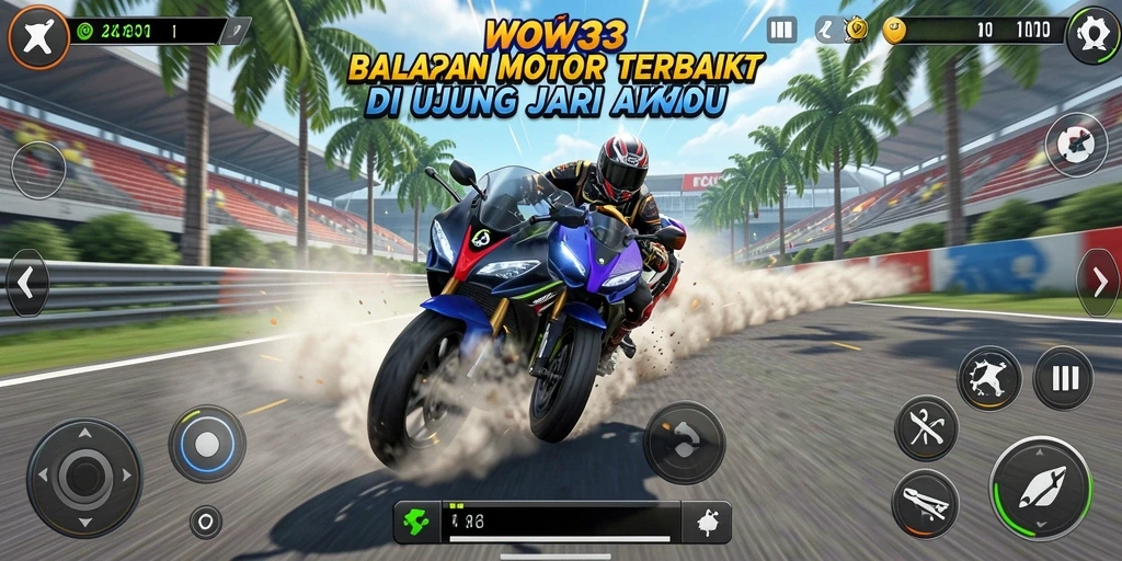 Tampilan gameplay seru dari balapan motor di WOW33.